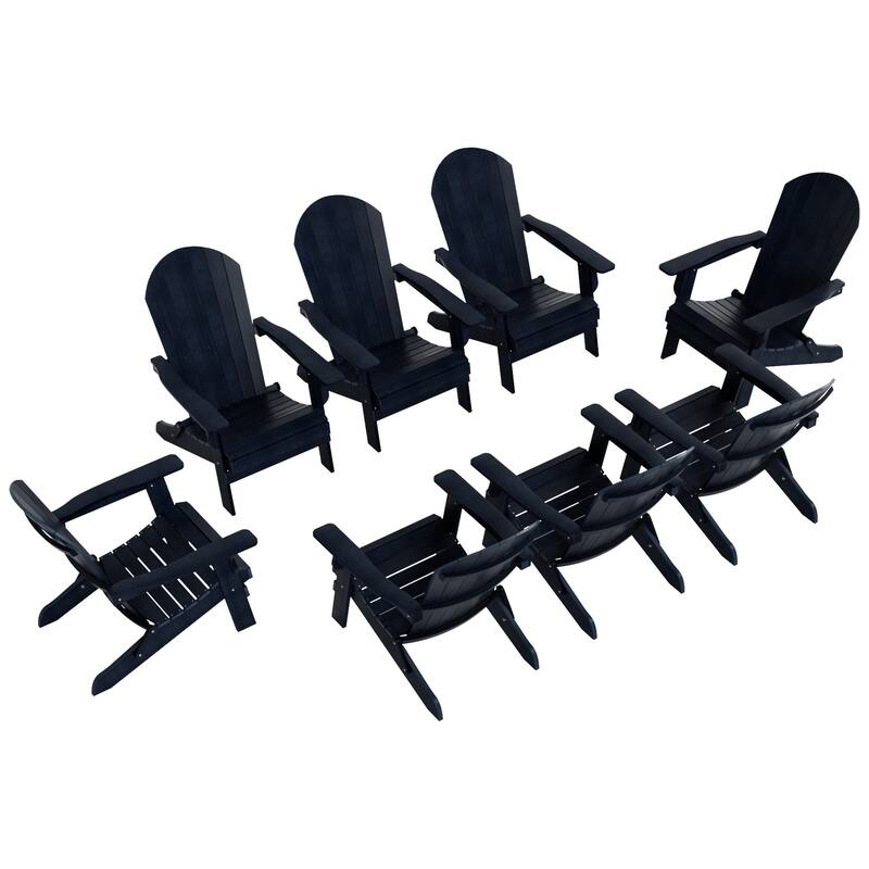 Vineyard HIPS Outdoor Folding Eco-Friendly All Weather Seashell Adirondack Chairs (8-Piece Conversation Set)