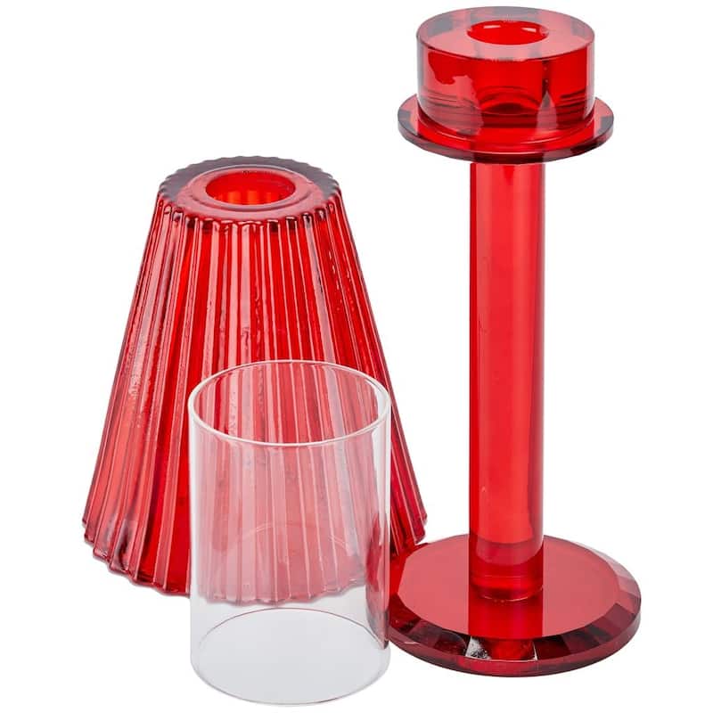 Lya 12" Crystal Glass Candle Lamp With Glass Shade