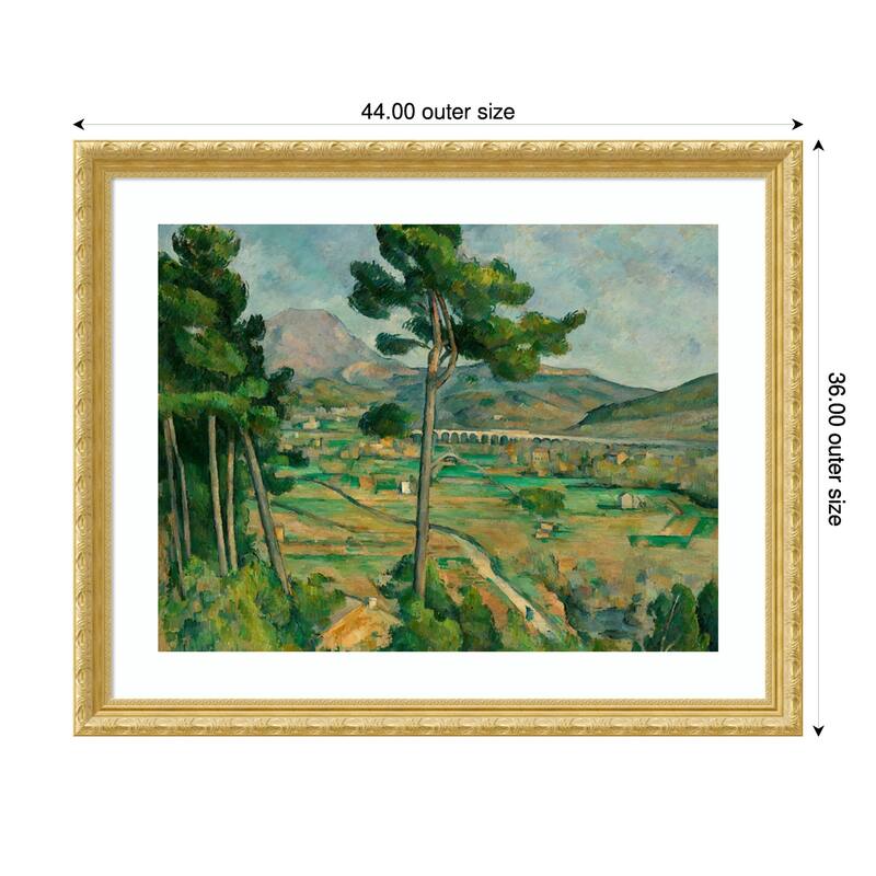 Mont Sainte Victoire by Paul Cezanne Wood Framed Wall Art Print - Versailles Gold - 44 x 36 in
