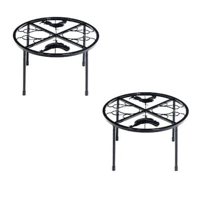Trademark Innovations Chicken Feeder Metal, Chicken Feeder Stand, Chicken Water Stand (Set of 2) - Black - 11.4" x 6.7"
