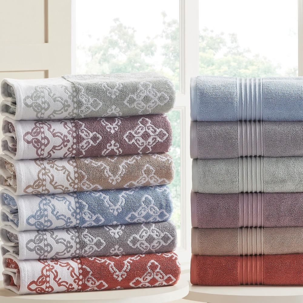 Combed Cotton Highly Absorbent Honeycomb Jacquard and Solid 12-Piece Towel  Set by Superior - Bed Bath & Beyond - 19556403