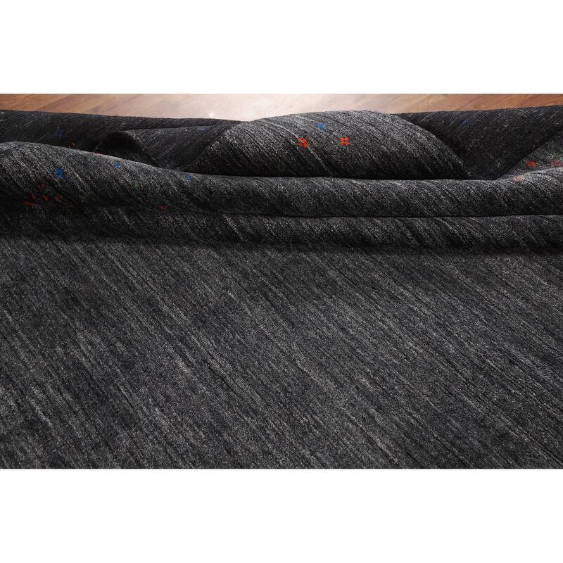 Gabbeh Oriental Area Rug Handmade Tribal Grey Silk Carpet - 8'11" x 11'11"