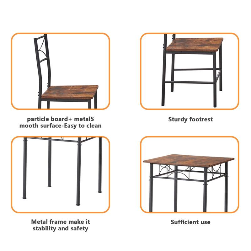 3-Piece Retro Kitchen Dining Room Table Set,Dining Room Table&Chairs
