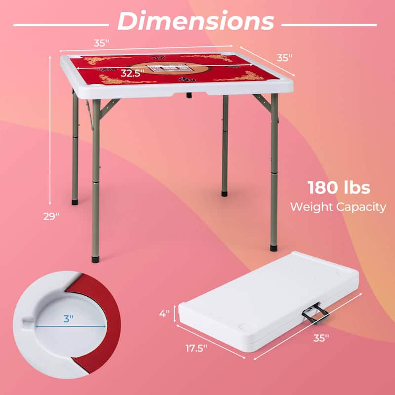 Costway 35" Folding Mahjong Table with Cup Holders & Smooth Felt Mat - See Details