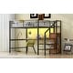 preview thumbnail 26 of 31, Space Saving Loft Bed with Storage Staircase and Wardrobe, Full Loft Bed Built-in Under-bed LED Light Metal Bed Frame for Kids