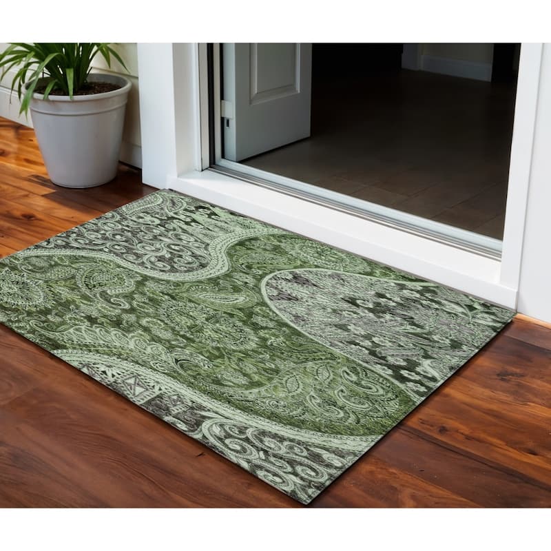 HomeRoots Floral Medallion Transitional Rectangle Outdoor Rug - 3' x 5'