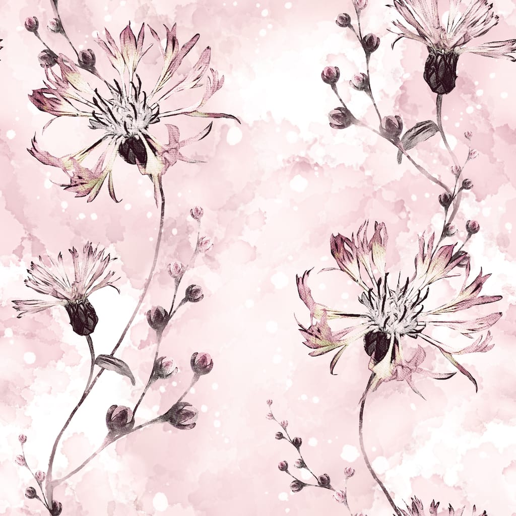 Pink Dandelion Floral Removable Wallpaper - 10'ft H x 24''inch W