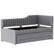 preview thumbnail 47 of 46, Daybed Captain Bed Upholstered Bed with Trundle and 3 Drawers, Elegance Stripe Design L-Shaped Upholstered Daybed Platform Bed