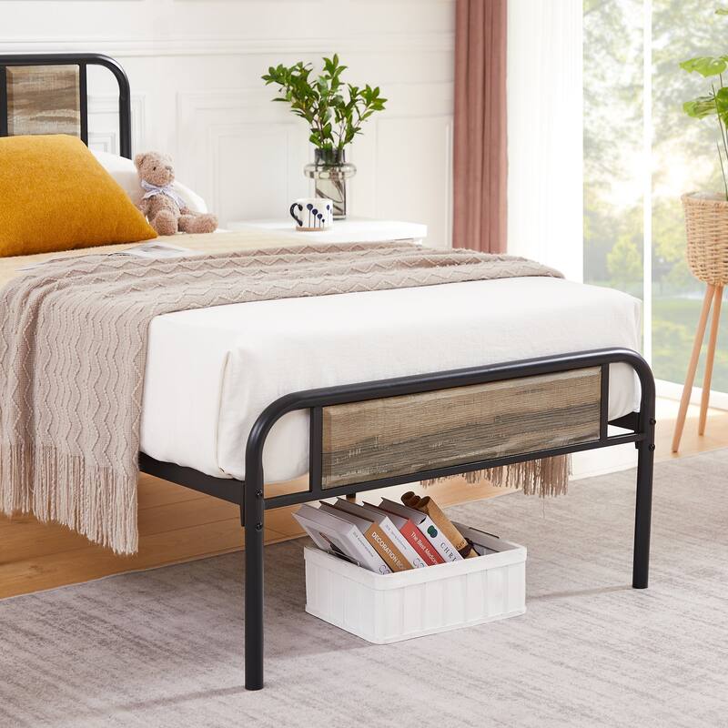 VECELO Platform Bed Frame with Wood Headboard,Twin/Full/Queen Size Bed