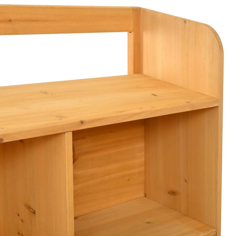 Solid Fir Wood Potting Bench Garden Workstation with Hutch, Drawer & Adjustable Shelves, Outdoor Garden Work Table