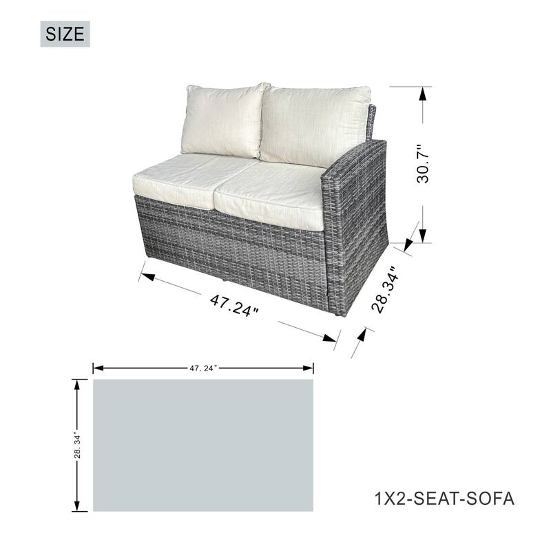 5-Piece Patio Wicker Conversation Sofa with Firepit Table and Storage Box