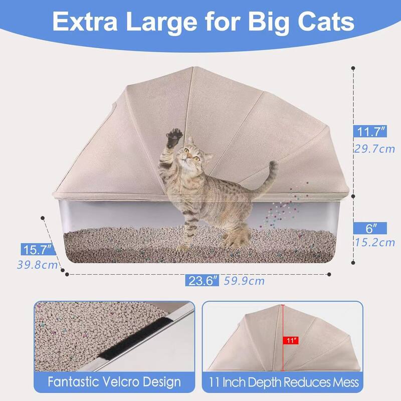 Modern Fabric Covered Cat Litter Box with Privacy Flap