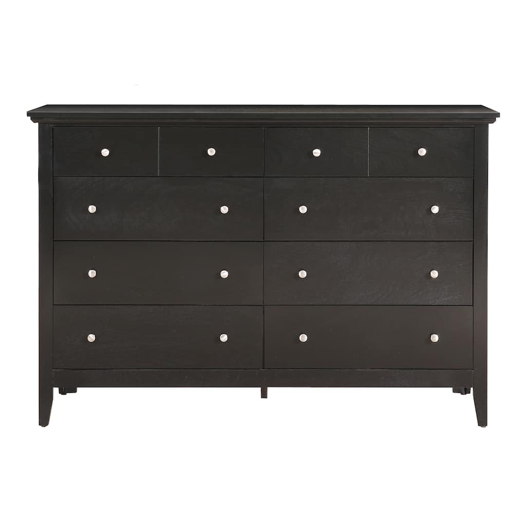 10-Drawer Black Double Dresser with Smooth Gliding Hardware, Modern Contemporary Look, and Generous Storage