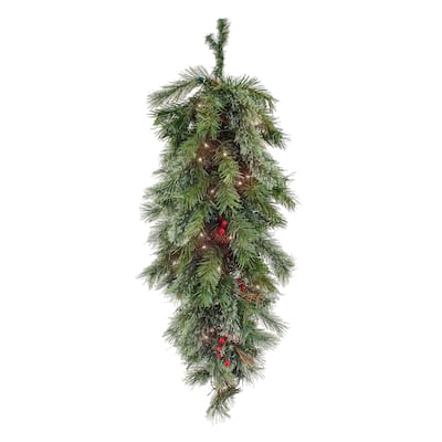 National Tree Company 3 ft. Glistening Pine Teardrop with LED Lights - 3 ft