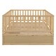 preview thumbnail 12 of 118, Roomfitters Twin Size Wood Daybed with Fence Guardrails, 2 Storage Drawers, Convertible Floor Bed, and Built-In Shelving