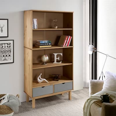 vidaXL Bookshelf Storage Cabinet Shelf for Home Office OTTA Solid Wood Pine - 34.6" x 13.8" x 70.9"