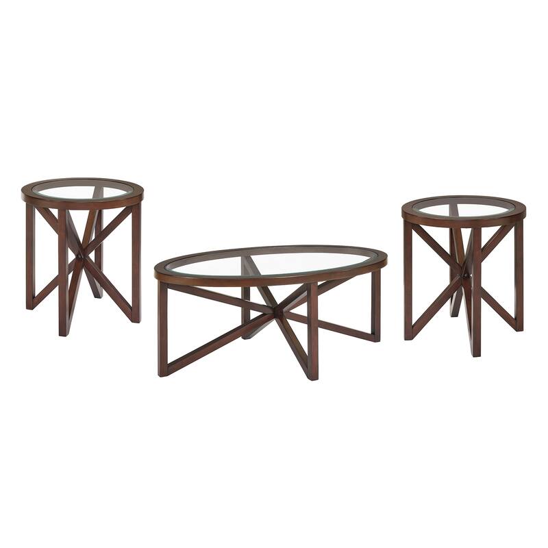 Roomfitters Modern Round Tempered Glass Coffee Table with Solid Wood Base, Transparent Top for Living Room or Study