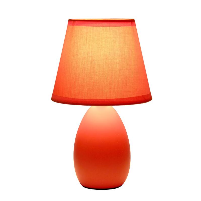 Mini Egg Oval Ceramic Table Lamp with Tapered Shade - 9.5" - Orange