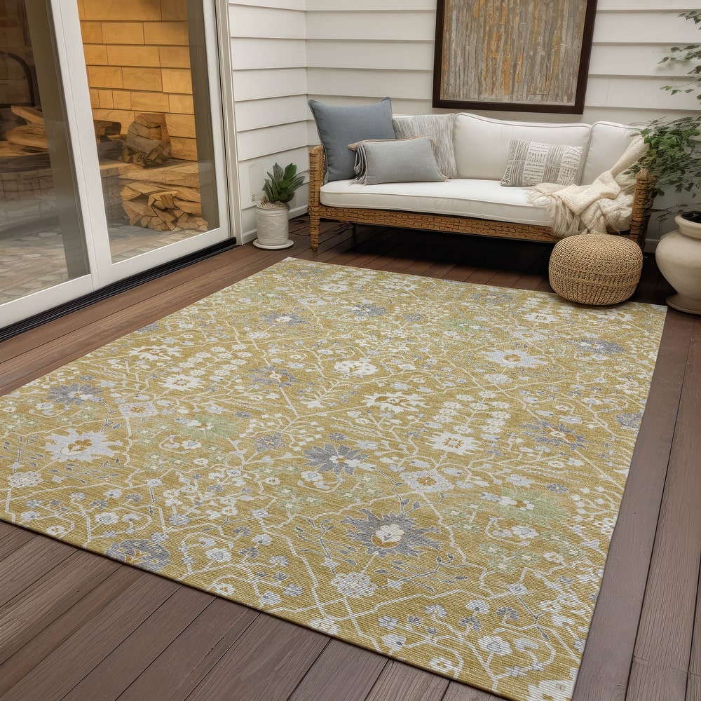 Machine Washable Indoor/ Outdoor Global Traditional Chantille Rug