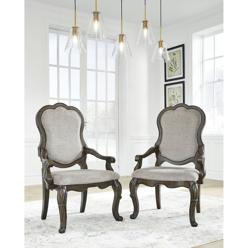 Signature Design by Ashley Maylee Dark Brown Dining Arm Chair - 30.75"W x 27.25"D x 45.75"H