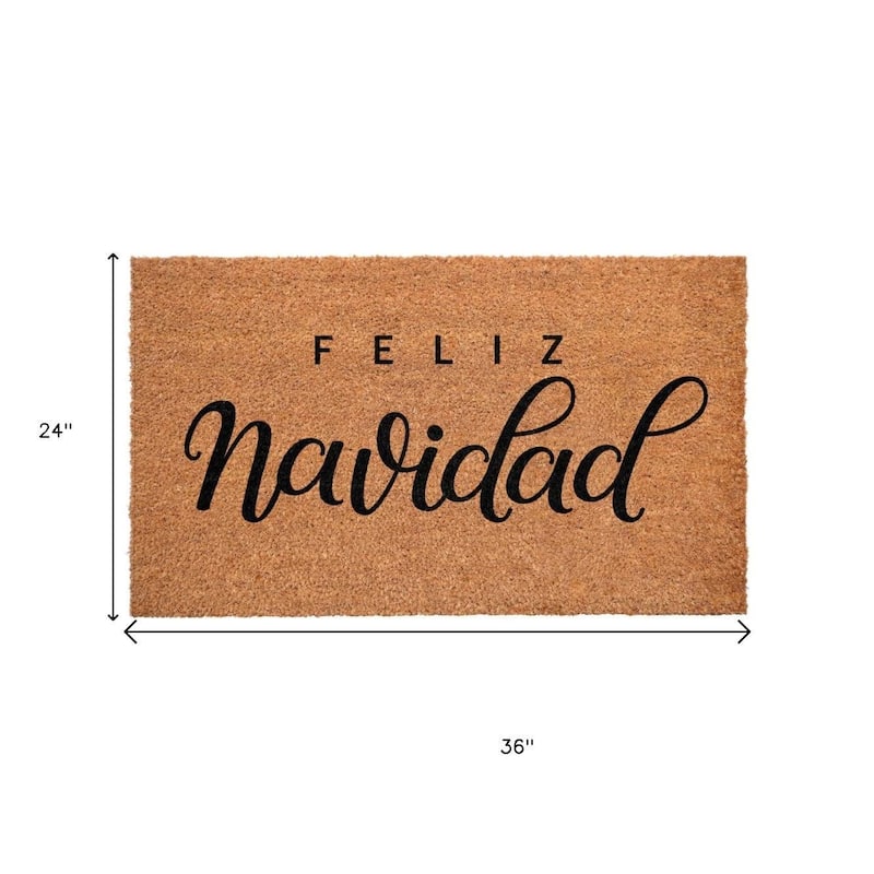HomeRoots 24" X 36" Brown And Black Christmas Outdoor Coir Door Mat - 24.00' X '36.00