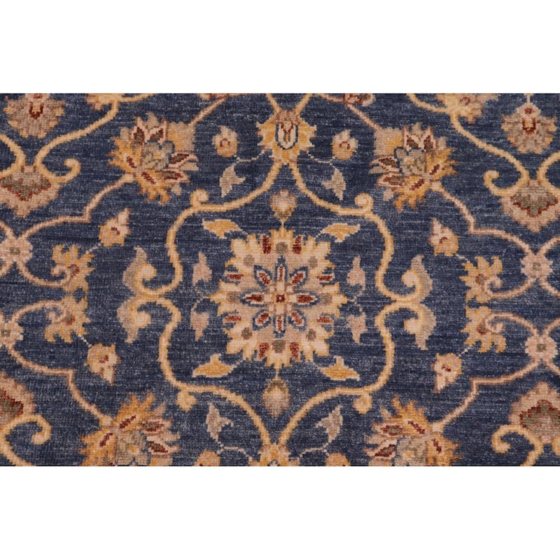 Bohemian Ziegler Alayna Blue Beige Hand-Knotted Wool Rug - 9'0'' x 11'11''