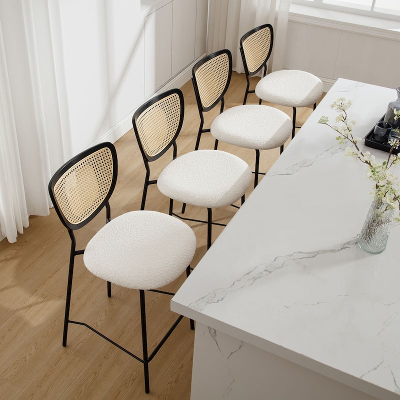 26" Rattan Counter Height Bar Stools Set of 2/3/4 - 37.8"H x 17.7"W x 21.7"D