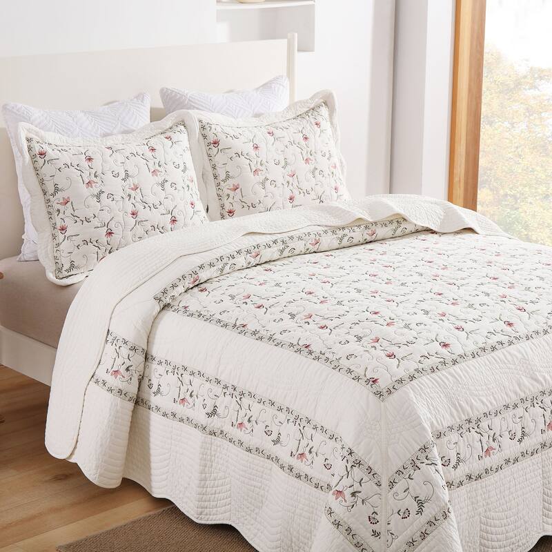 3 Pcs 100% Cotton Oversized Quilted Bedspread Set
