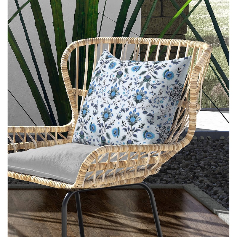 Breezy Botanicals Indoor/Outdoor Reversible Throw Pillow Blue