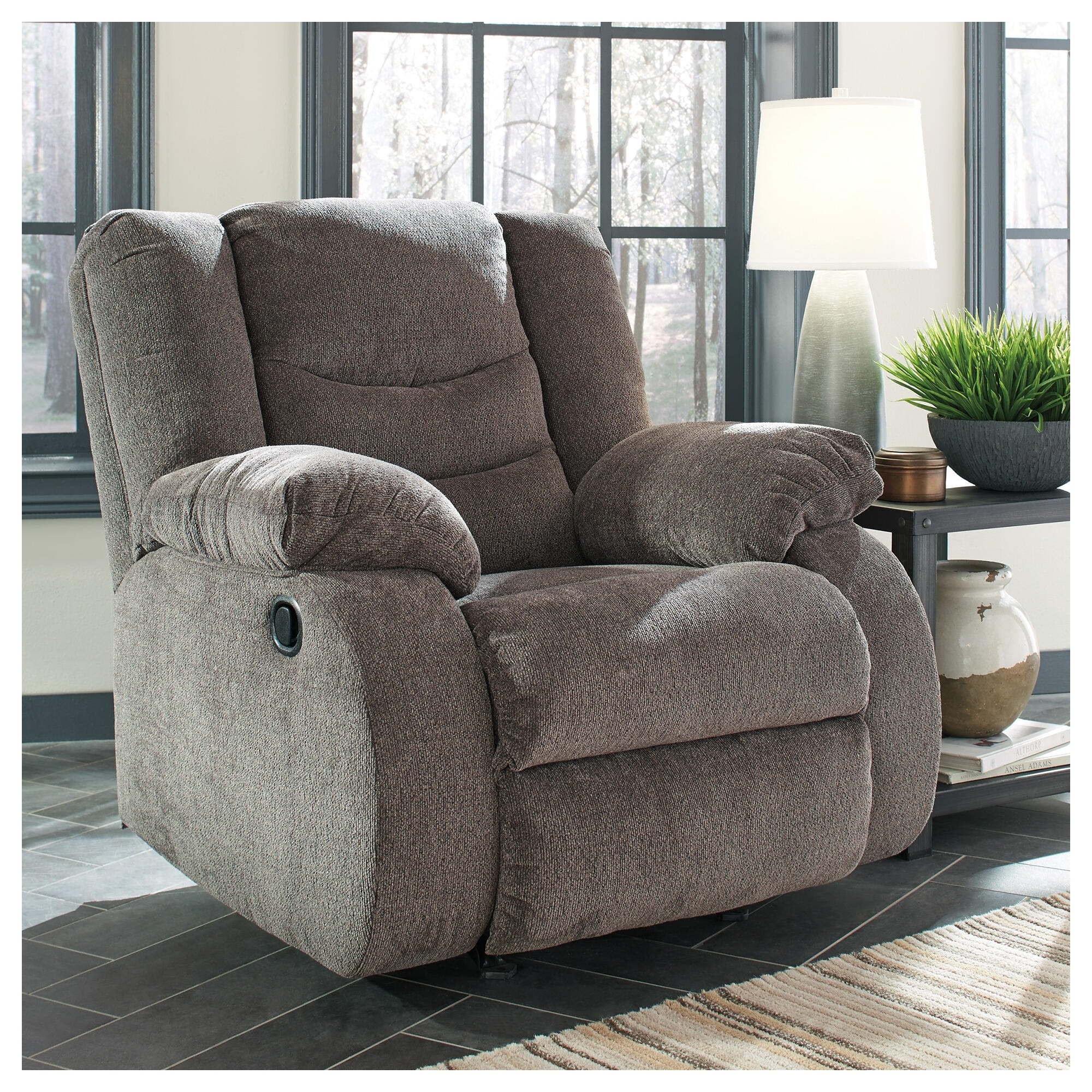 Signature Design by Ashley Tulen Contemporary Rocker Recliner Gray