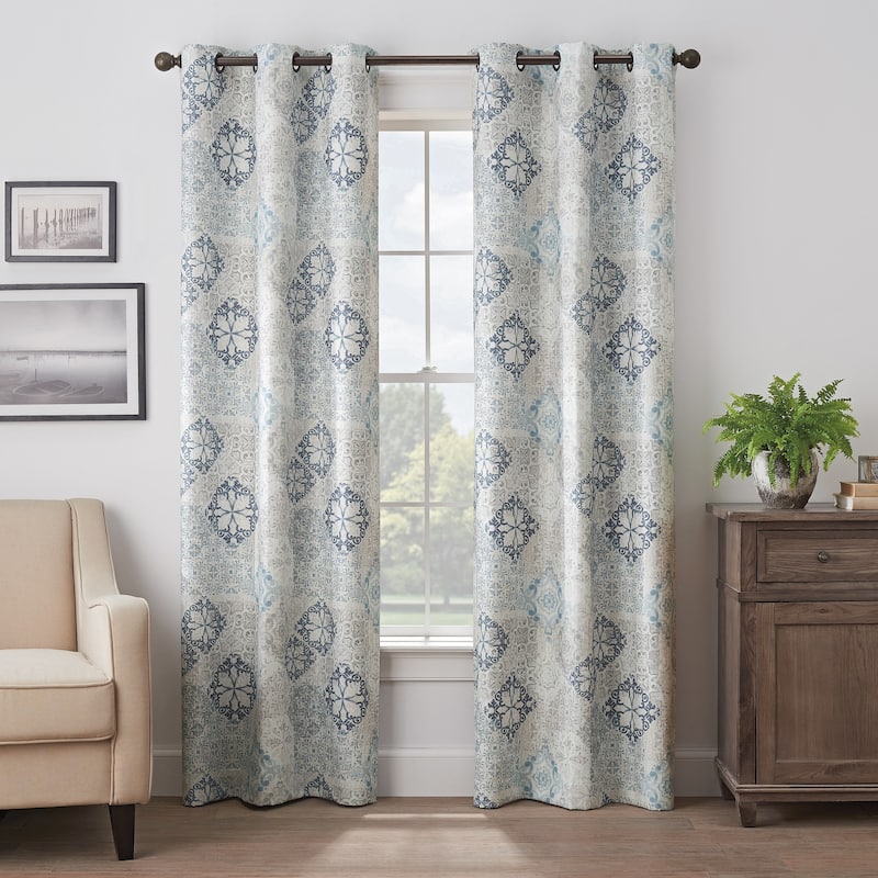 Eclipse Martina Medallion Absolute Zero Max Blackout Window Panel - 95 Inches - Blue