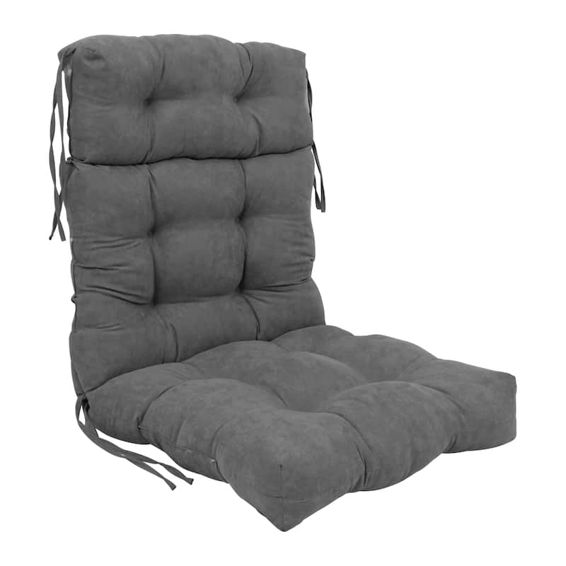 Multi-section Tufted Indoor Microsuede Seat/Back Chair Cushion (Multiple Sizes) - 20 x 42 - Steel Grey