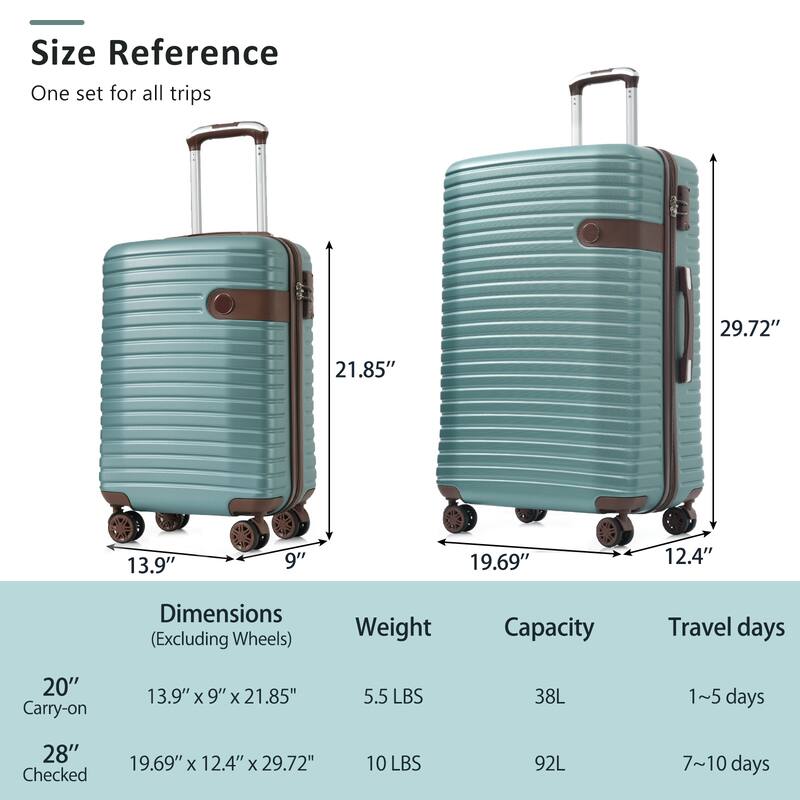 Hardshell Luggage Lightweight Luggage Set with Spinner Wheels and Combination Lock for Boarding Travel