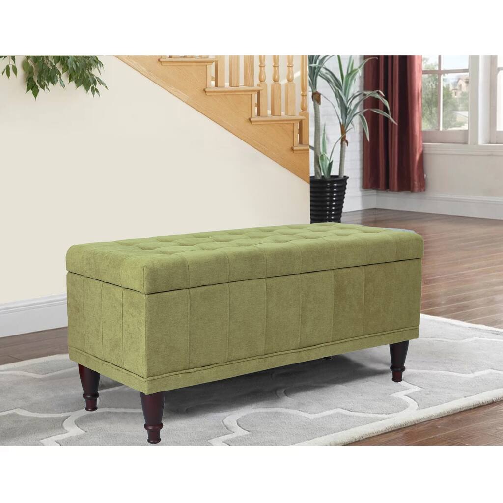 Adeco 41" Rectangular Tufted Lift Top Storage Ottoman Bench