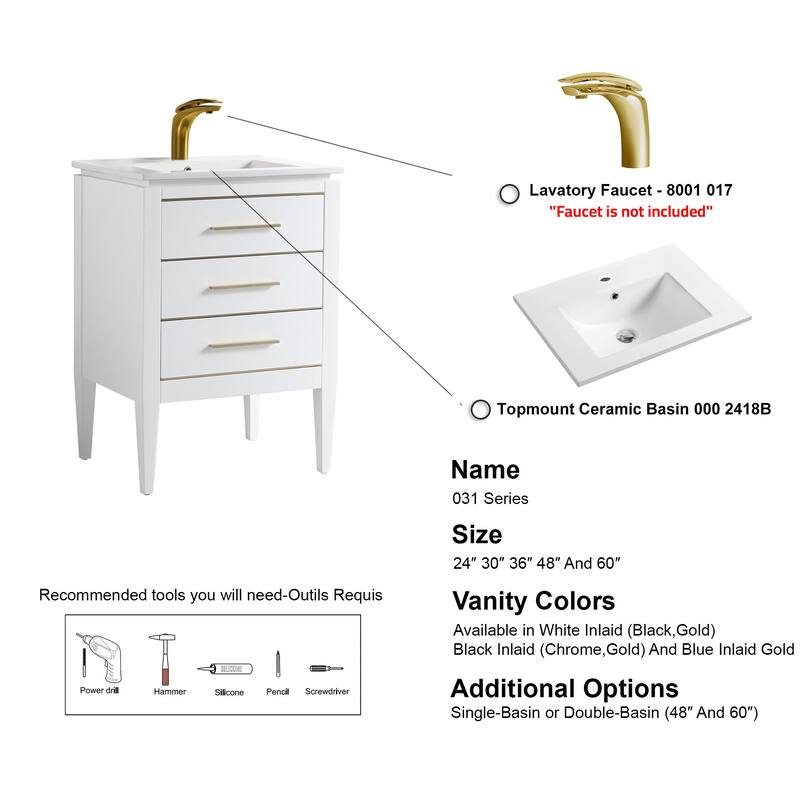 Ayer 24" Single Bathroom Vanity Set - 18D x 24W x 34H