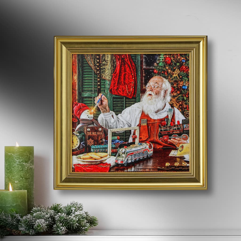 16"X16" Framed Workshop Santa Painting - 16" x 16"