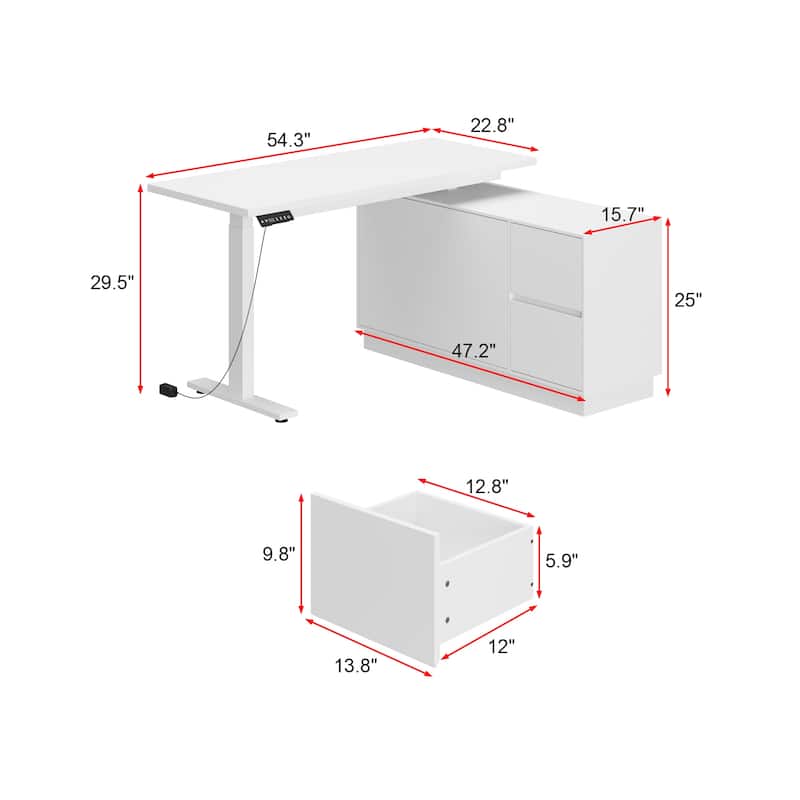 Height Adjustable Standing Desk with Storage Ergonomic Sit-Stand Workstation