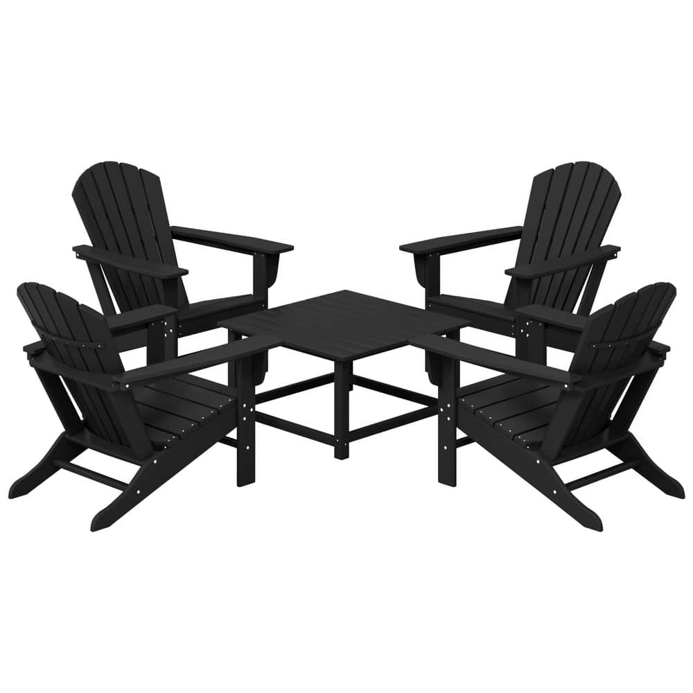 Altura Outdoor 5-Piece Adirondack Chair With Square Coffee Table Conversation Set