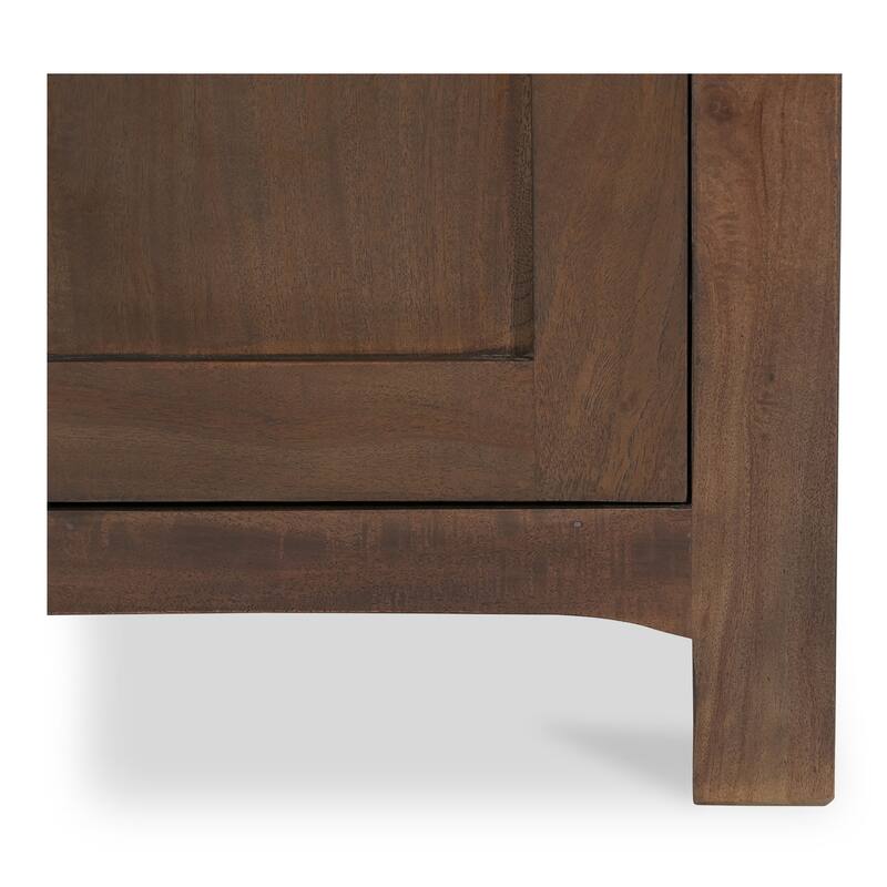 NADAAL STUDIOS Gene Nightstand, Wireless Charging in Reclaimed Neem Wood with Traditional Cabinet Design, Dark Brown