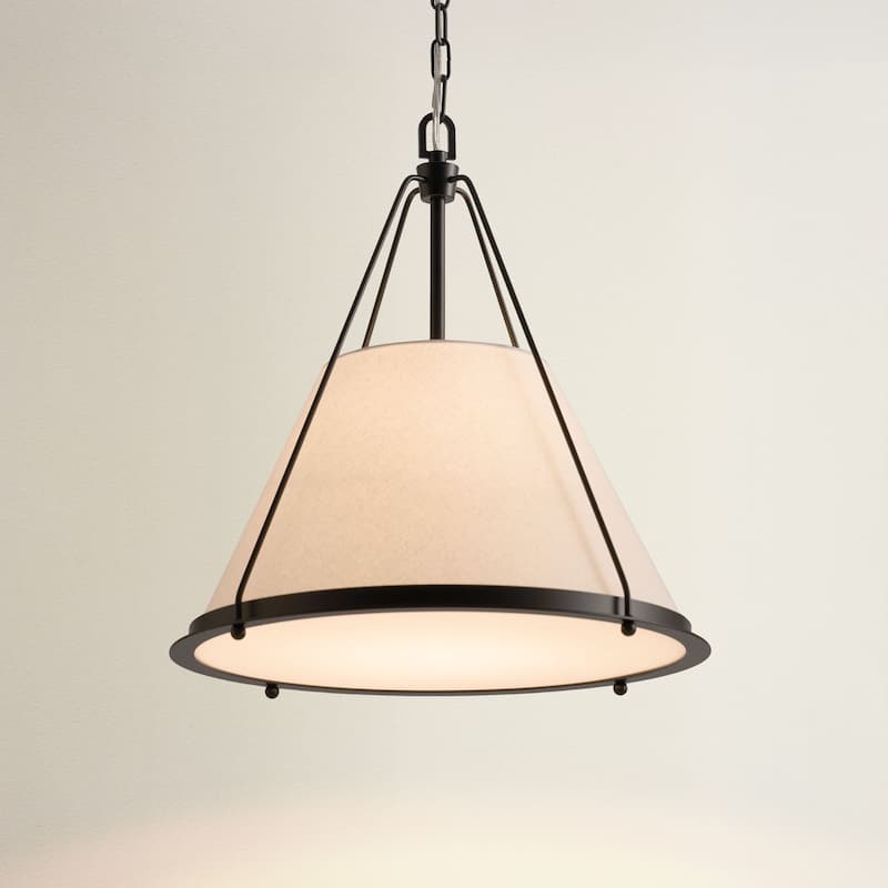 Draven Modern Pendant Light - Metal, Fabric & Gold, Matte Black Light Fixture For Modern, Contemporary, Minimalist Room Decor