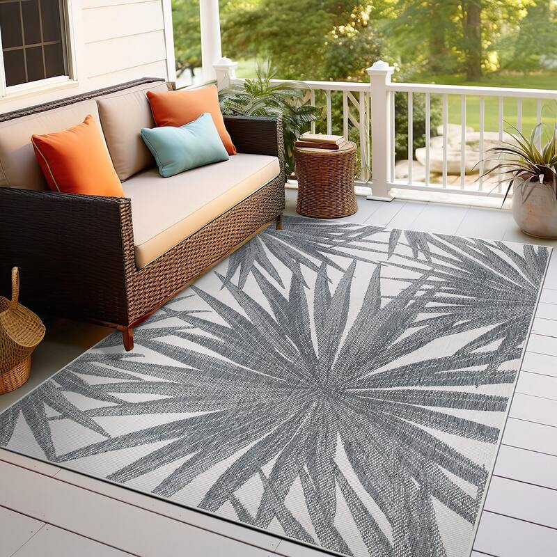 World Rug Gallery Tropical Nature Inspired Indoor/Outdoor Area Rug