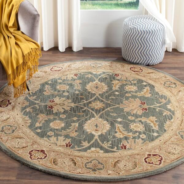 slide 1 of 16, SAFAVIEH Handmade Antiquity Donie Traditional Oriental Wool Rug 6' x 6' Round - Teal/Taupe