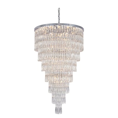 32" Chrome Metal 7-Tier Chandelier With Clear Crystals