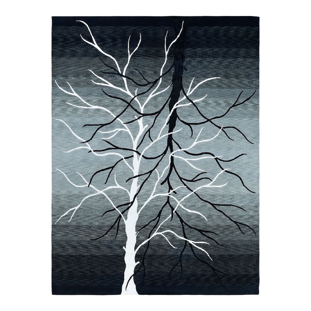 Modern One-of-a-Kind Handmade Area Rug - Gray, 9' 0" x 12' 0" - 9' 0" x 12' 0"