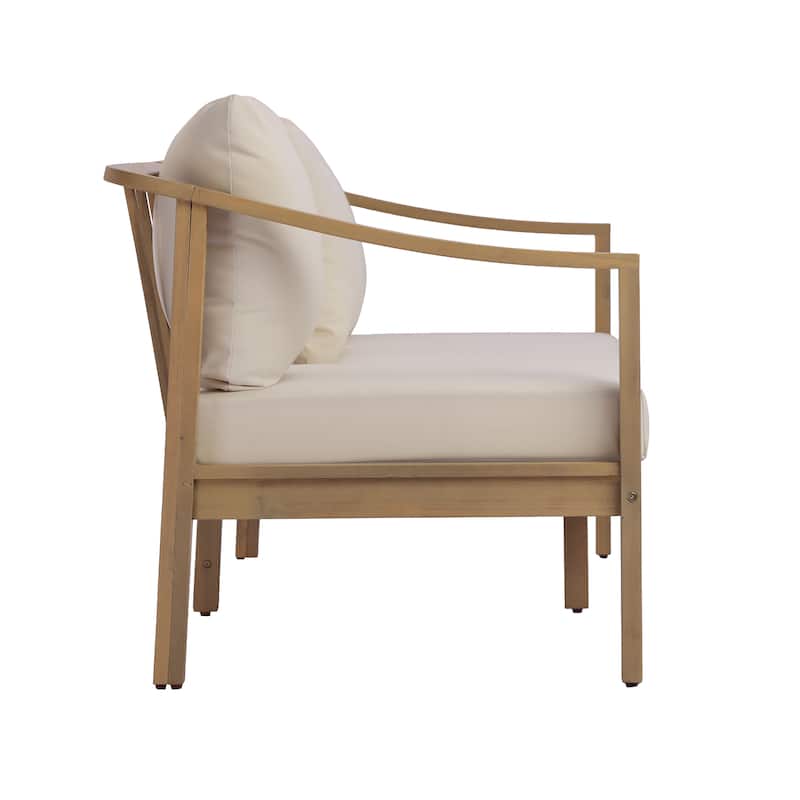 Christopher Knight Home - Modern 77.95" Wide Outdoor Patio Club Chair with Ergonomic Slatted Backrest & Soft Cushion