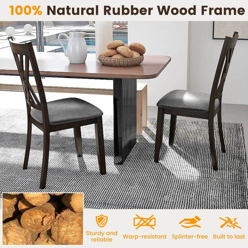 Costway 4 PCS Linen Fabric Upholstered Kitchen Armless Chairs with - See Details