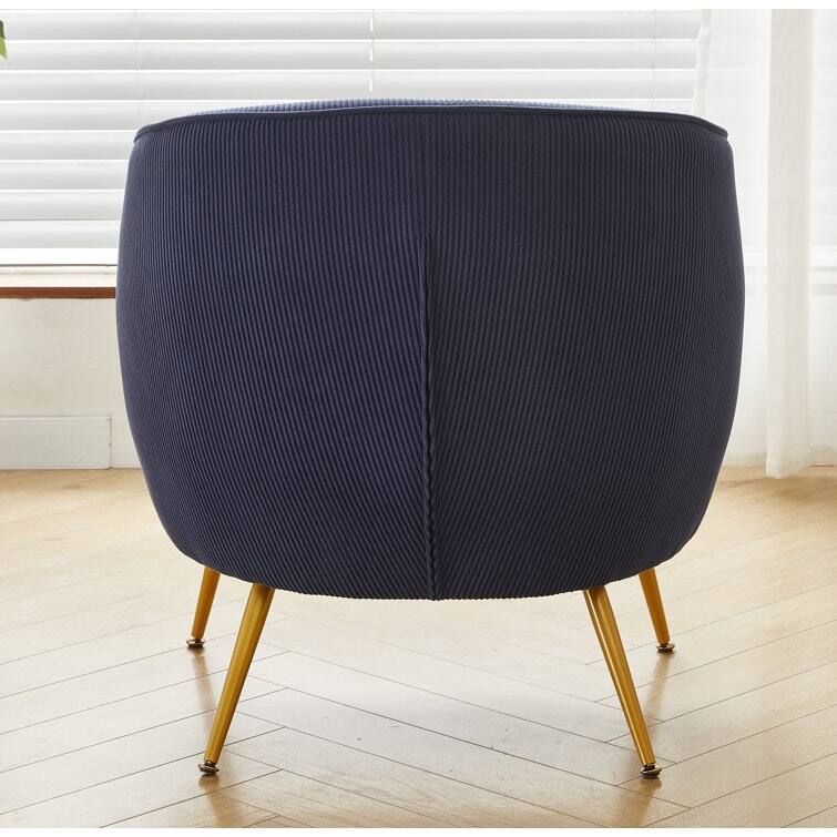 Smooth Corduroy Design Luxury Elegance Modern Channel Chair with Corduroy Material with Gold Metal Legs