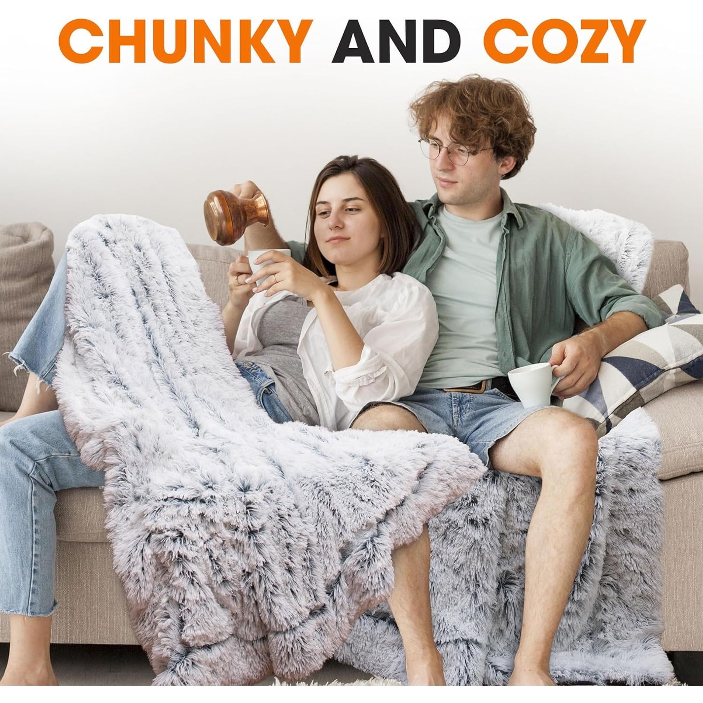 Cheer Collection Reversible Faux Fur Accent Throw Blanket-image