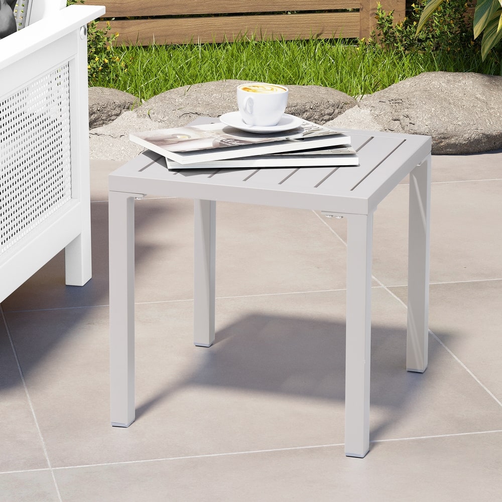 Outdoor Aluminum End Table Square Patio Side Table - 15.7" L x 15.7" W x 15.9" H