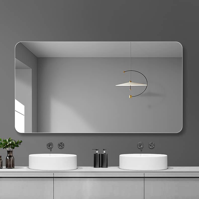 Bathroom Vanity Mirror, Wall-Mounted Mirror for Bathroom Anti-Fog Waterproof - Silver